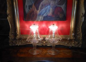 COPPIA DI "LUMETTE" O ABAT - JOUR IN VETRO CRISTALLINO DI MURANO    ( NEW ENTRY)